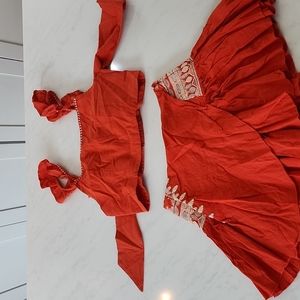 2 piece skirt crop top